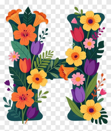 Floral Letter H PNG