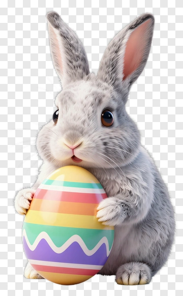 Cute Rabbit Holding Easter Egg PNG