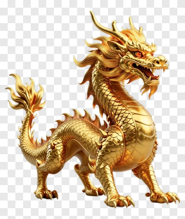 Golden Dragon With Fire Breath PNG