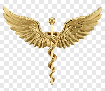 Golden Caduceus Medical Symbol PNG