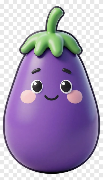 Cute Eggplant Character PNG