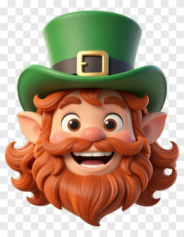 Leprechaun With Green Hat And Orange Beard PNG