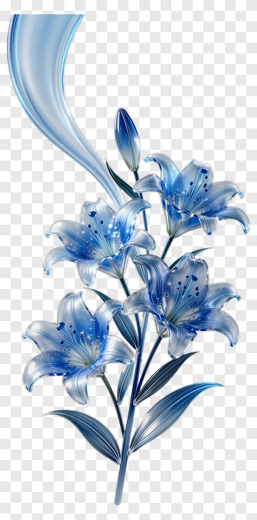 Blue Lily With Translucent Flow PNG