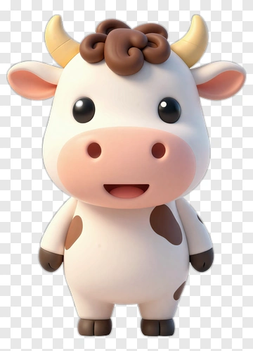 Cute 3D Cartoon Cow PNG