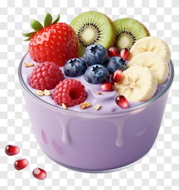 Purple Yogurt Bowl With Fresh Fruit PNG
