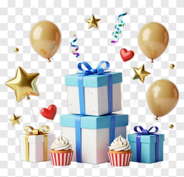 Festive Gift Boxes And Cupcakes PNG