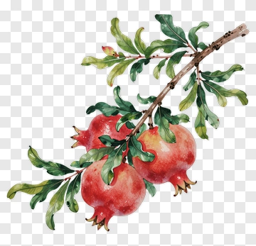 Pomegranate On Branch PNG
