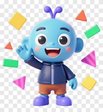 Blue Cartoon Character Waving PNG