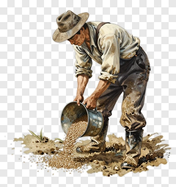 Farmer Sowing Grain PNG