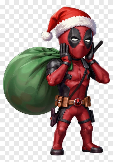 Deadpool In Santa Hat With Sack PNG