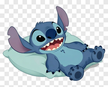 Stitch Smiling On A Pillow PNG