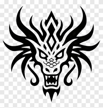 Tribal Dragon Head Design PNG