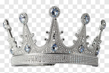 Silver Crown With Blue Diamonds PNG