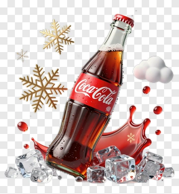 Coca-Cola Bottle With Snowflakes And Ice PNG