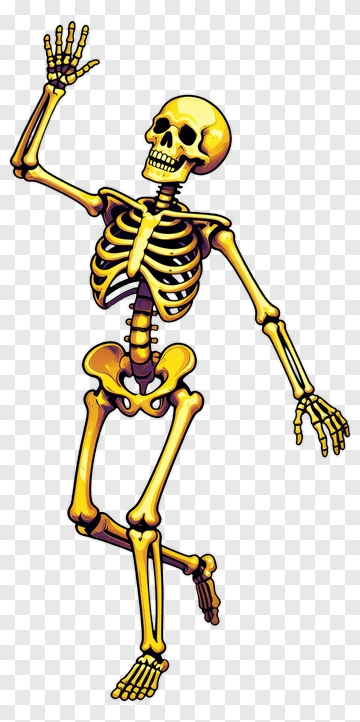 Yellow Skeleton Waving PNG