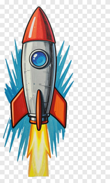 Red Rocket Launching Into Space PNG