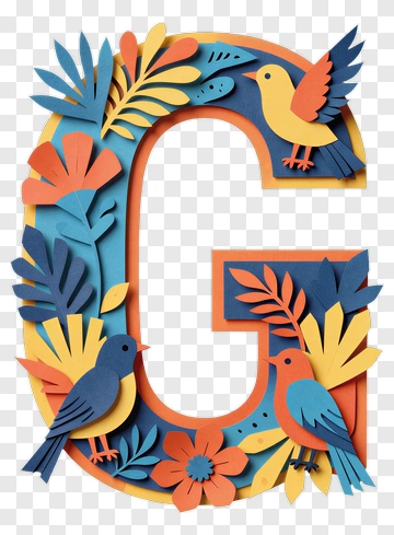Letter G With Birds And Flowers PNG