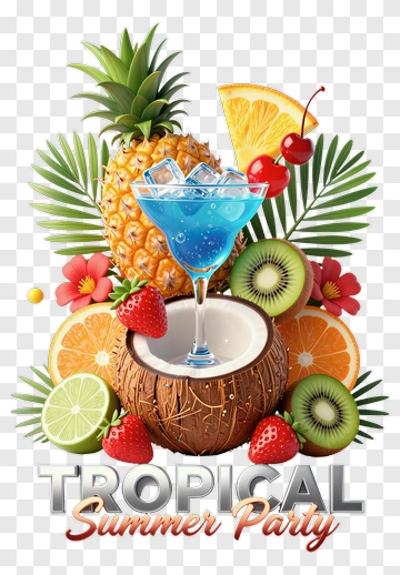 Tropical Cocktail With Fresh Fruits PNG
