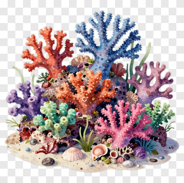 Vibrant Coral And Seashell Underwater Scene PNG