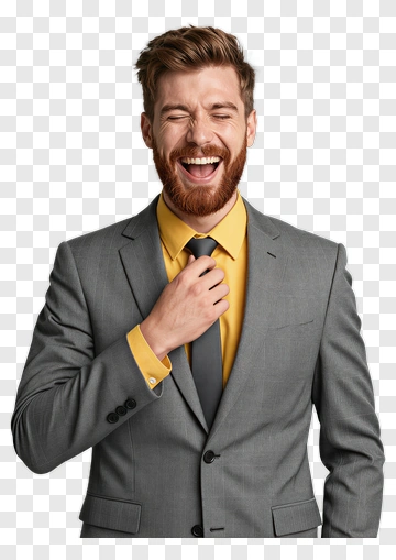 Man Laughing With Beard In Suit PNG