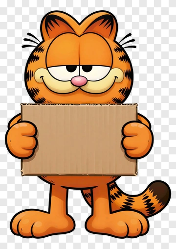 Garfield Holding A Cardboard Box PNG