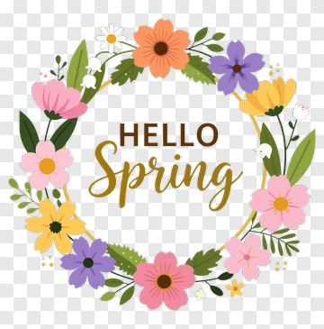 Hello Spring Flower Wreath PNG