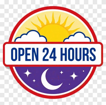 Open 24 Hours Sign PNG