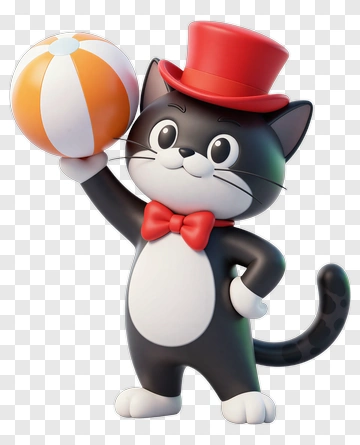 Cartoon Cat In Top Hat And Bow Tie PNG