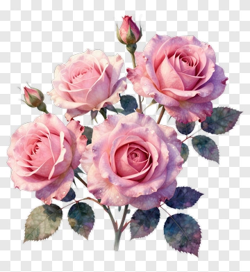 Pink Rose Bouquet With Dewdrops PNG
