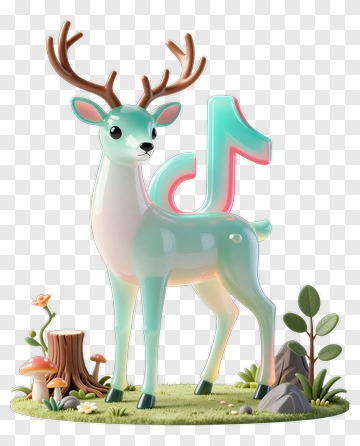 Cyan Deer With TikTok Logo PNG