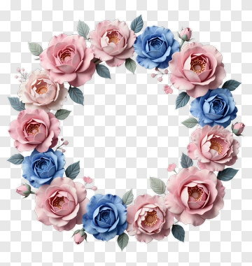 Pink And Blue Flower Wreath PNG