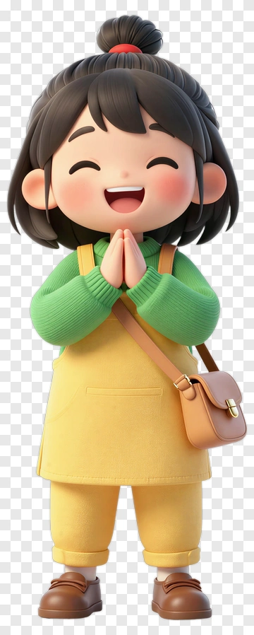 Happy Girl Praying With Hands Together PNG