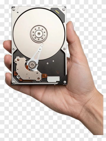 Hand Holding Open Hard Drive PNG