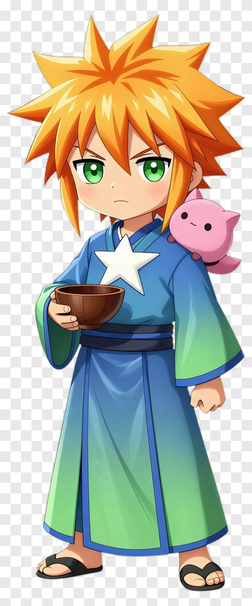 Anime Boy In Blue And Green Kimono PNG