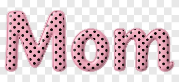 Mom Text In Pink And Black Polka Dots PNG