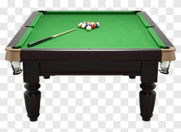 Pool Table With Cue And Balls PNG