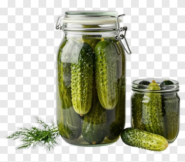 Pickled Cucumber In Glass Jar PNG
