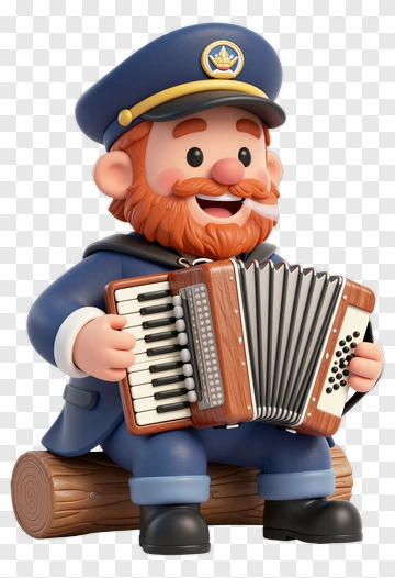 Bearded Accordion Player In Uniform PNG