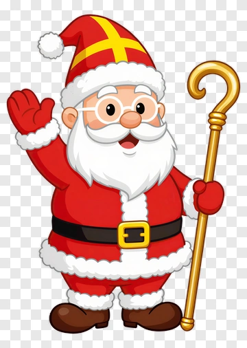 Santa Claus Waving With Staff PNG