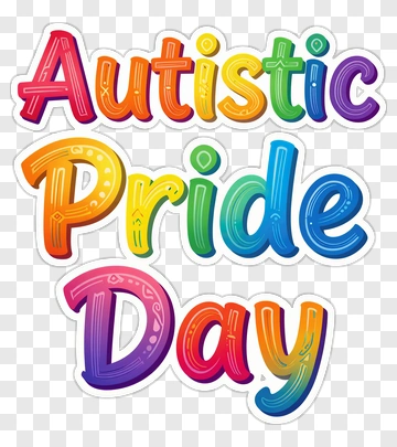 Autistic Pride Day Rainbow Text PNG