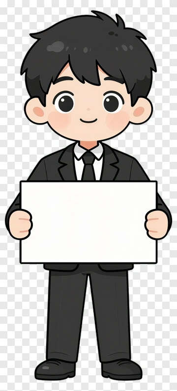 Cartoon Businessman Holding Sign PNG