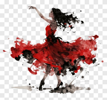 Dancer In Red Dress PNG