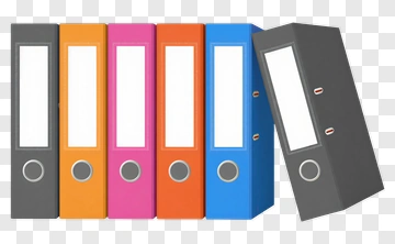 Colorful File Folders In Office Setting PNG
