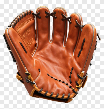 Brown Baseball Glove With Black And Yellow Accents PNG