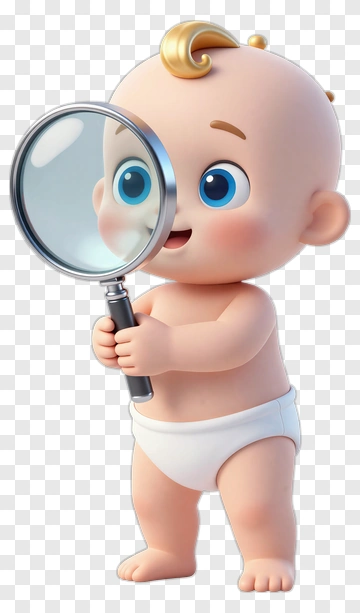 Baby Holding Magnifying Glass PNG