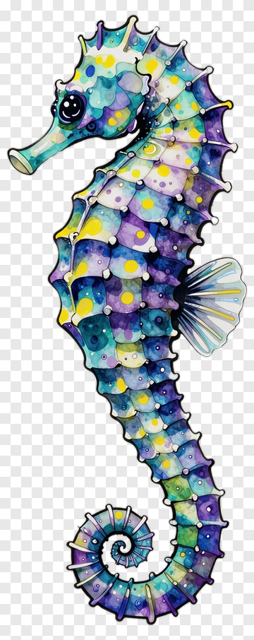 Watercolor Seahorse PNG