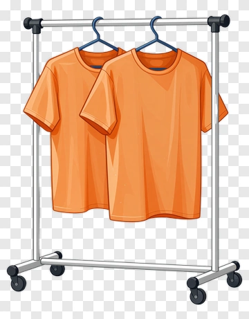 Orange T-Shirts On Clothing Rack PNG