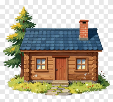 Cozy Log Cabin In Forest PNG
