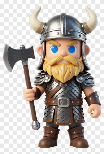 Viking Warrior Figurine Holding Axe PNG