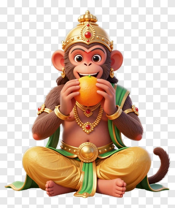 Monkey God Hanuman Eating Orange PNG